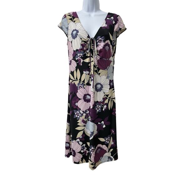 Vintage Peep Studio Floral Y2K Babydoll Knee Length Dress Size L Purple Fairy - Picture 1 of 7